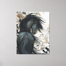 Impresión majestuosa de caballo frisón por tela de