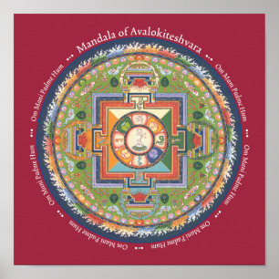 IMPRESIÓN Mandala de Chenrezig - con Mantra