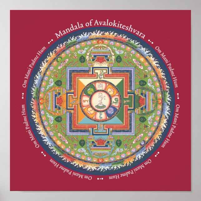 IMPRESIÓN Mandala de Chenrezig - con Mantra (Frente)