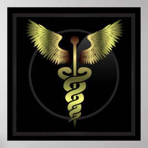 Impresión médica Caduceus Gold