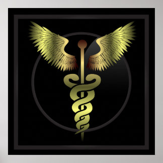 Impresión médica Caduceus Gold