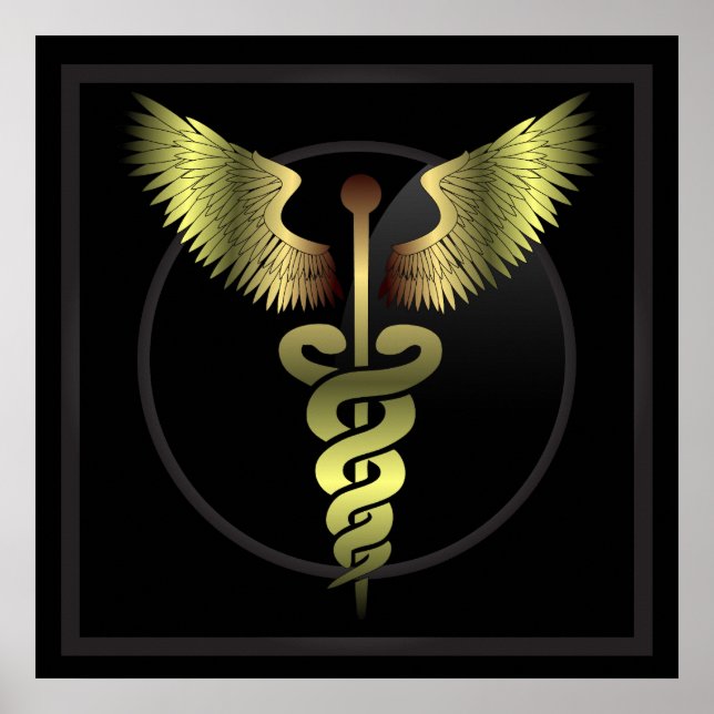 Impresión médica Caduceus Gold (Frente)