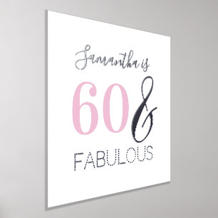 Impresión Metalizada 60 cumpleaños 60 y fabulosa plata rosa