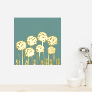 Impresión Metalizada Alium Minimalista Moderna Floral Dorado