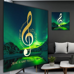 Impresión Metalizada Amantes de la música citan Art Northern Lights