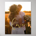 Impresión Metalizada Amar la caligrafía moderna dominar la foto de oro<br><div class="desc">Muestra tus fotos bodas favoritas con esta letra moderna,  con la palabra Amor en un hermoso texto de Relieve metalizado dorado.</div>
