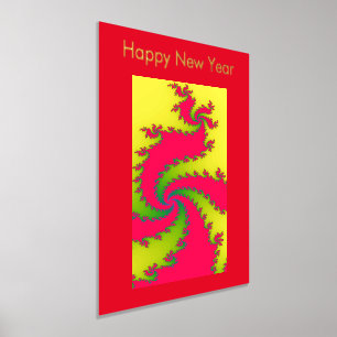 Impresión Metalizada Año Nuevo Chino Dragón Fractal Año Nuevo Personali