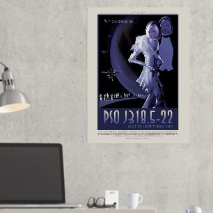 Impresión Metalizada Anuncio de Viajes de Ciencia Ficción, Planeta PSO 