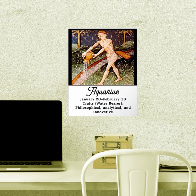 Impresión Metalizada Aquarius Water Bearer Zodiac Rótulo Fiesta de Cump (Subido por el creador)