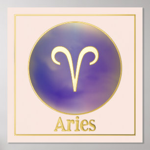 Impresión Metalizada Aries Zodiac Purple Rubor Pink Gold