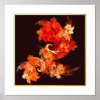 Impresión Metalizada Arte abstracto de aves de fuego bailando