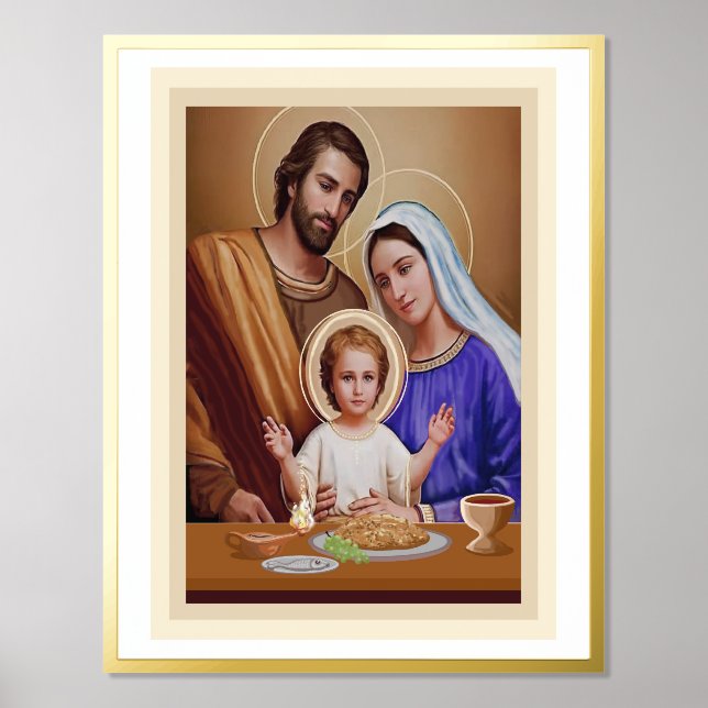 Impresión Metalizada Arte católico de la familia Santa (Anverso)