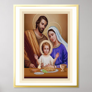 Impresión Metalizada Arte católico de la familia Santa