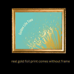 Impresión Metalizada arte fino abstracto de color turquesa de oro de lu