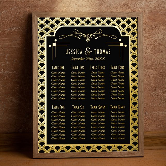 Impresión Metalizada Asientos Bodas Art Decó de los años 20 (Subido por el creador)