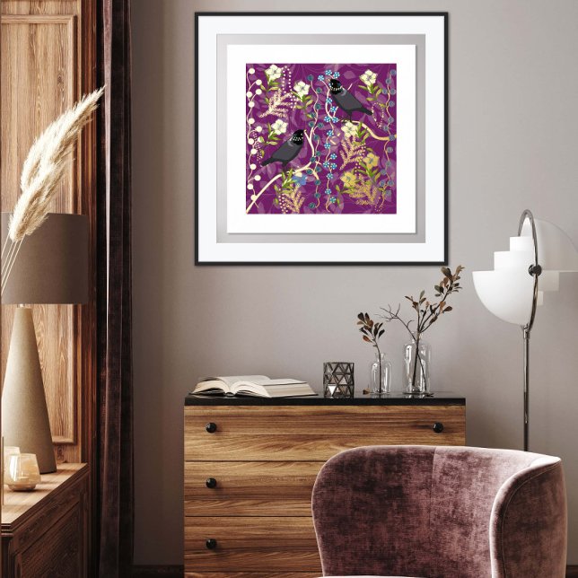 Impresión Metalizada Ave Tropical Moderno Resumen Arte Floral (Bring the wonders of nature indoors with this beautiful gold foil tropical bird art print)