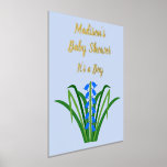 Impresión Metalizada Baby Boy Bluebell Flowers Spring Baby Shower<br><div class="desc">This awesome Baby Shower foil print features a group of pretty Bluebell flowers with long thin green leaves. A great design for celebrating a baby boy, especially in Spring when these beautiful blue flowers bloom. There is custom text in beautiful gold foil so you can personalize this design with a...</div>