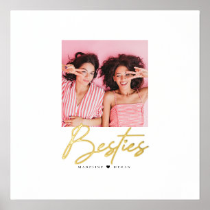 Impresión Metalizada Besties Script Photo Best Friends Heart
