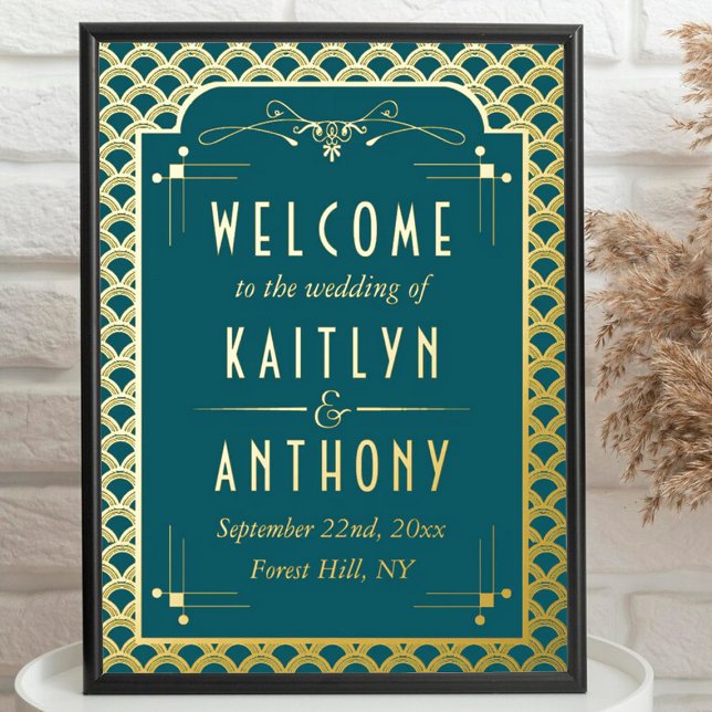 Impresión Metalizada Bienvenida a Boda Art Deco Gatsby de los años 20 (Subido por el creador)