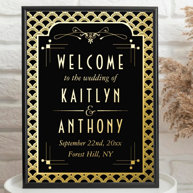 Impresión Metalizada Bienvenida a Boda Art Deco Gatsby de los años 20 (Subido por el creador)