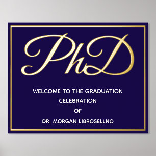 Impresión Metalizada Bienvenida a la graduación de Blue Gold PhD