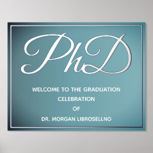 Impresión Metalizada Bienvenida a la graduación de PhD Blue Silver