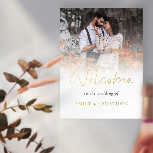Impresión Metalizada Bienvenida Boda Foto Overlay Script Luxury Real
