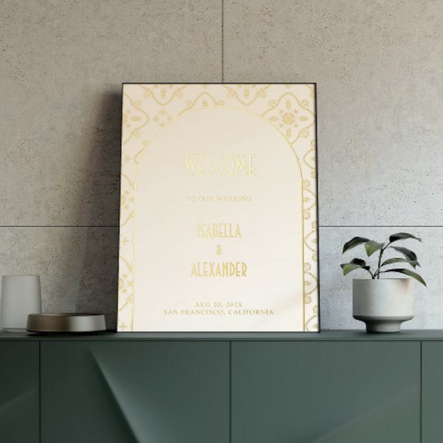 Impresión Metalizada Bienvenidos Bodas de Tile Mediterráneo Luxury Gold (Subido por el creador)