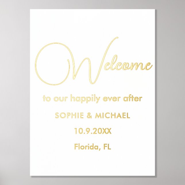 Impresión Metalizada Boda Bienvenida Oro Blanco (Anverso)
