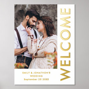 Impresión Metalizada Boda de bienvenida de texto rotado fotográfico con