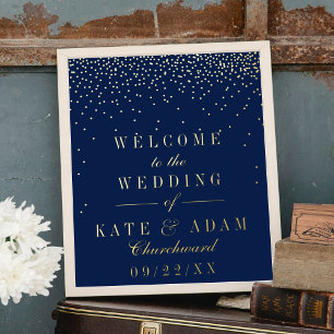 Impresión Metalizada Boda de Confetti de oro azul de la marina y glam r