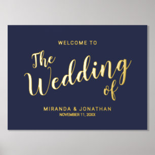 Impresión Metalizada Boda de escritura moderna da la bienvenida a la ma