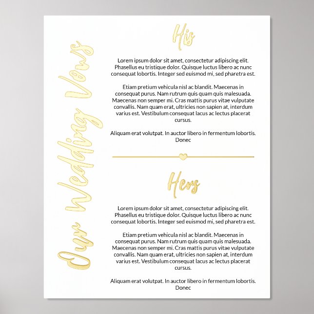 Impresión Metalizada Boda Gold Heart & Script promete mantener a Keepsa (Anverso)