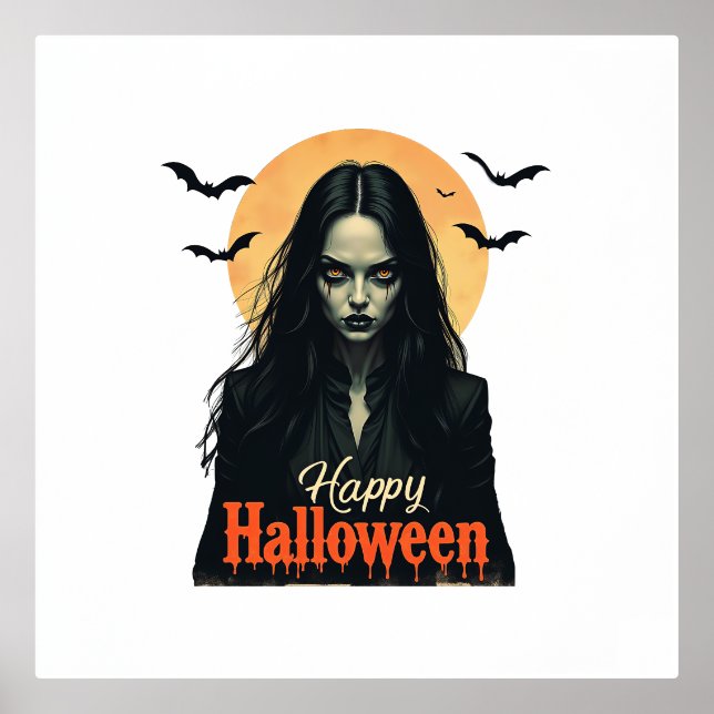 Impresión Metalizada Bruja gótica de Halloween (Anverso)