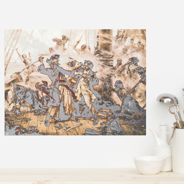 Impresión Metalizada Captura, barba negra pirata, venganza de la reina  (In Situ (Cocina))