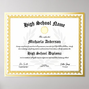 Impresión Metalizada Certificado de Graduado de Escuela Secundaria Répl