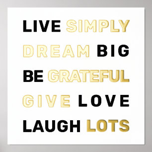 Impresión Metalizada Cita motivadora blanca y dorada