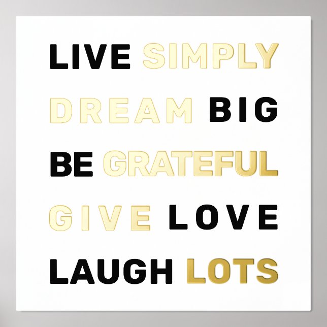 Impresión Metalizada Cita motivadora blanca y dorada (Anverso)