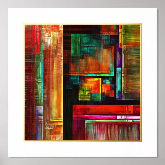 Impresión Metalizada Coloridas plazas Patrón de arte abstracto moderno  (Anverso)