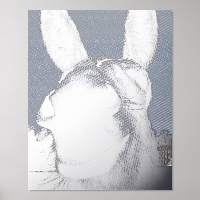 Impresión Metalizada Cómico burro sonriente gris (Anverso)