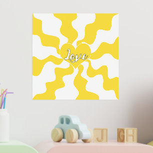 Impresión Metalizada Corazón de amor - Amarillo limón y blanco