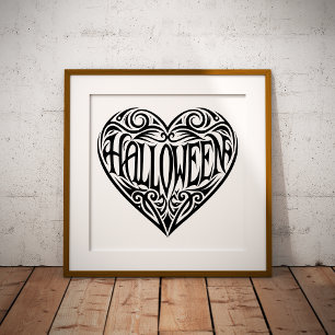 Impresión Metalizada Corazón de Halloween, Corazón Negro, Festividad