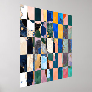 Impresión Metalizada Cortina Luxe Checkerboard