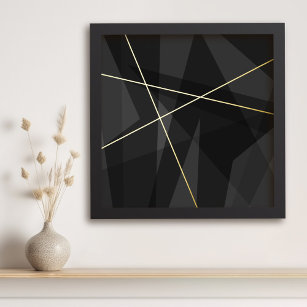 Impresión Metalizada Cruce el arte geométrico abstracto de gris oscuro