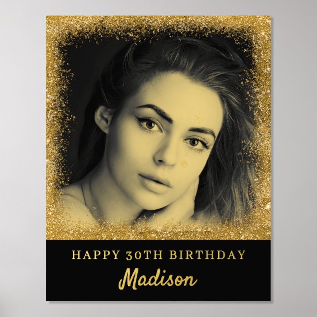 Impresión Metalizada Cumpleaños de Foto Personalizada (Anverso)