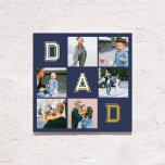 Impresión Metalizada Dad Bold Multi Photo Navy Blue<br><div class="desc">Poster presenta una moderna facultad de fotografía y mamá en Relieve metalizado.</div>