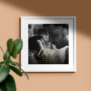 Impresión Metalizada Definición de papá Elegante Script Foto en blanco