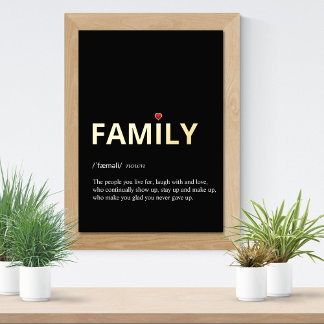 Impresión Metalizada Definition of FAMILY minimal black gold