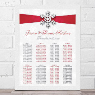 Impresión Metalizada Diamante Snowflake & Red Ribbon Boda de Invierno