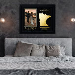 Impresión Metalizada Donde comenzó nuestro viaje, foto Boda de Minnesot<br><div class="desc">"Donde comenzó nuestro viaje" diseño de mapas estatales y de mantenimiento de fotos de la pareja boda con corazón móvil hasta la ubicación de su boda u otra ocasión memorable. Para mover la ubicación del corazón, haga clic en "Personalizar" y, a continuación, en "Personalizar" y arrastre el corazón hasta la...</div>